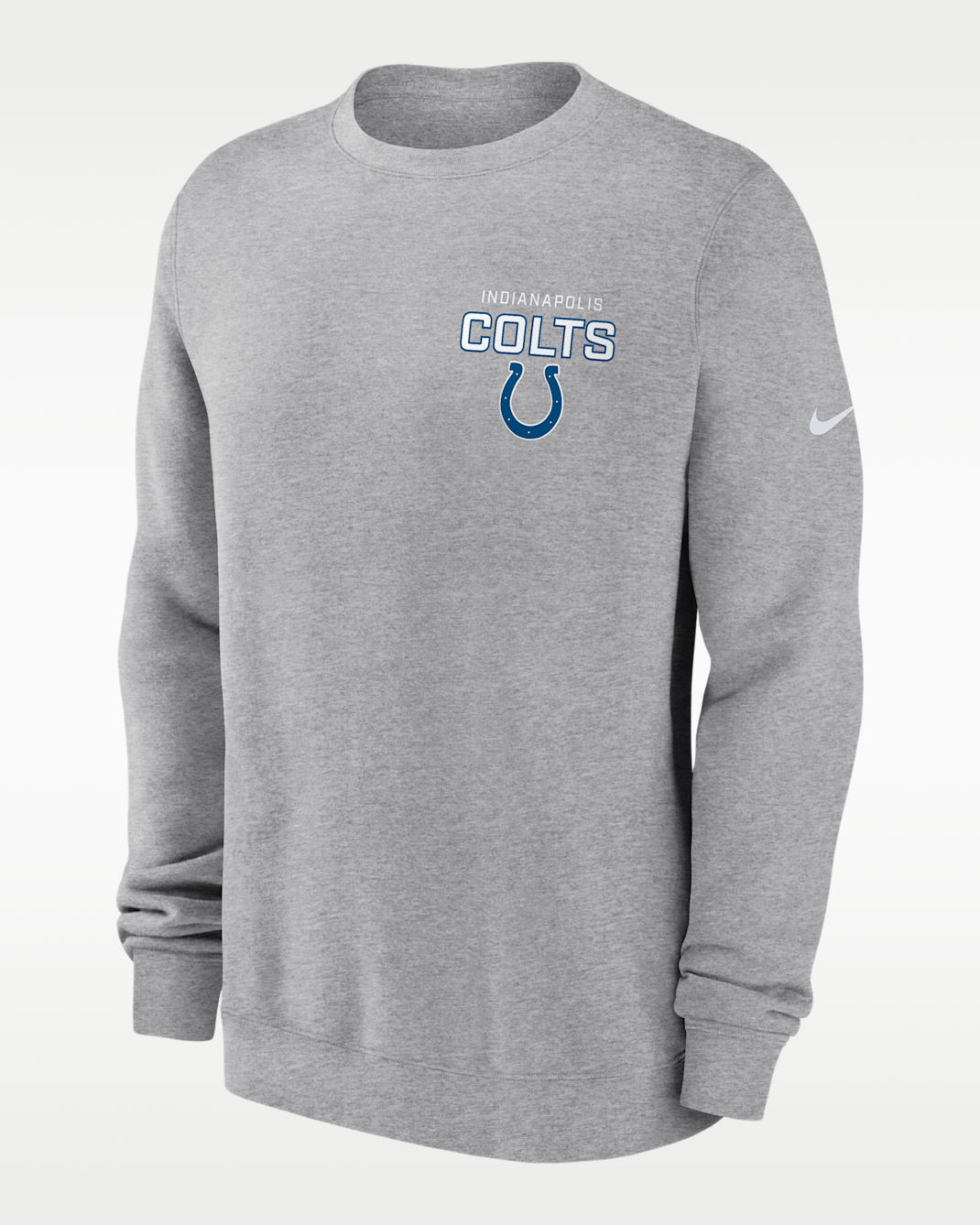 Indianapolis Colts Draw Block Club Men's Nike NFL Pullover Crew - Grey Heather