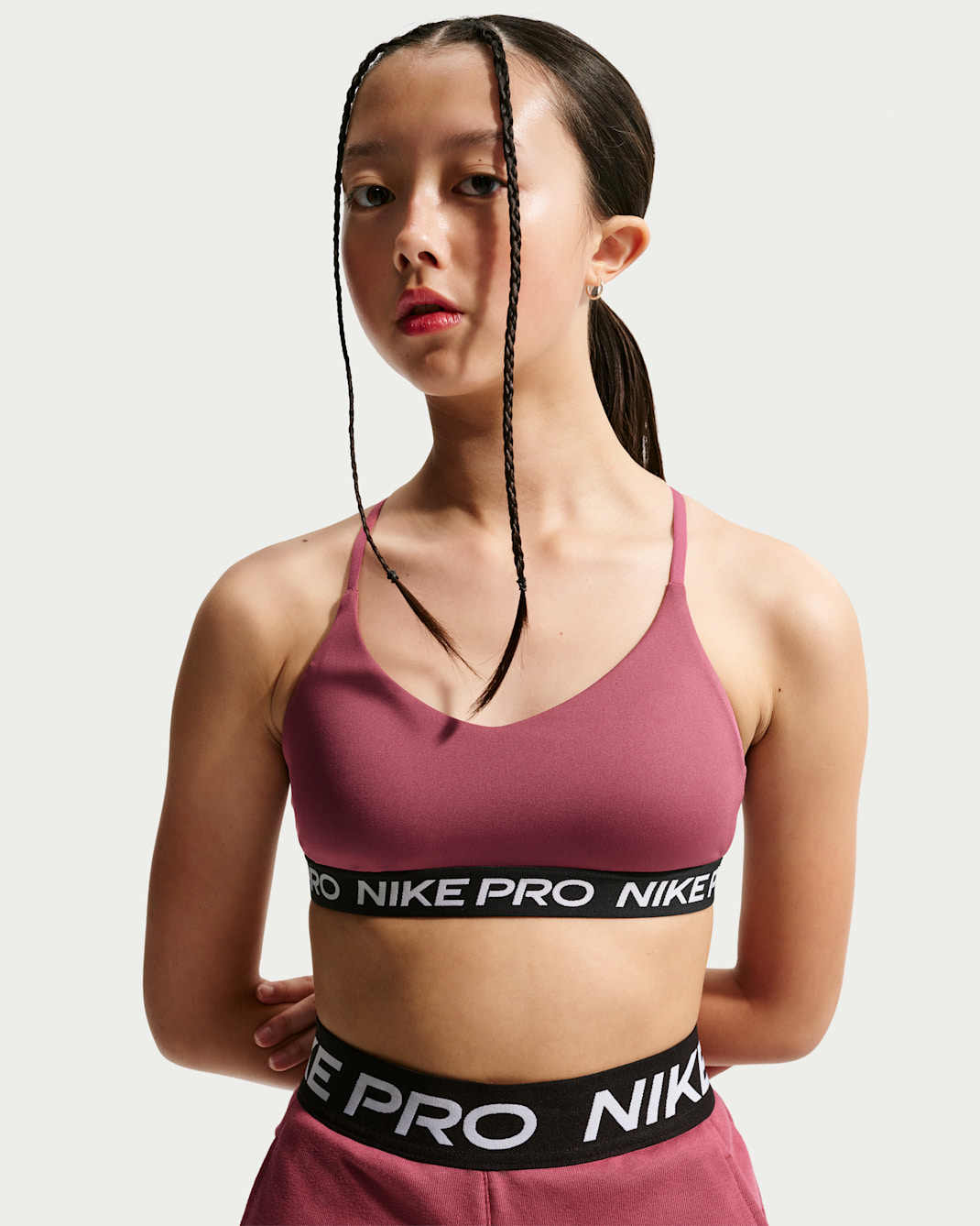 Nike Pro Big Kids' (Girls') Indy Bra - Pink Smoke