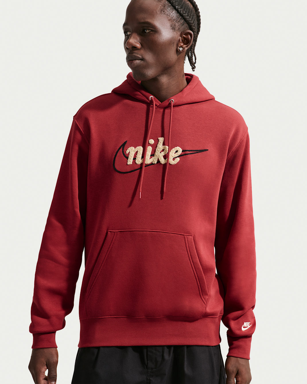 Nike Sportswear Club Men's Fleece Hoodie - Team Crimson/Team Crimson/Light Khaki