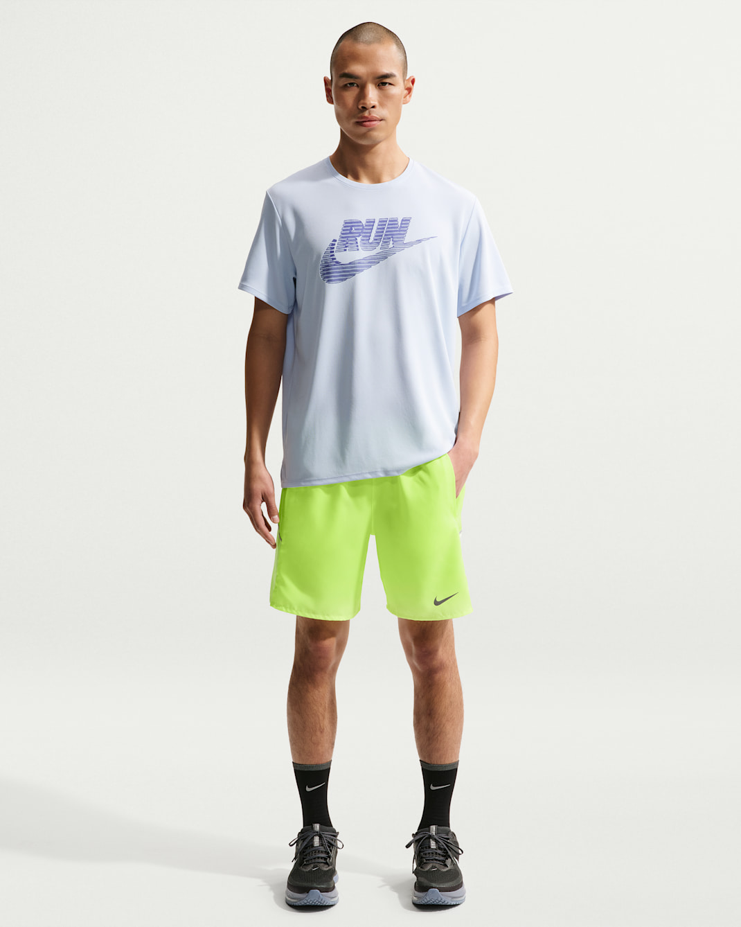 나이키 밀러 남성 드라이 핏 7인치 브리프 라인드 러닝 쇼츠 - 볼트 아이스/배얼리 볼트
