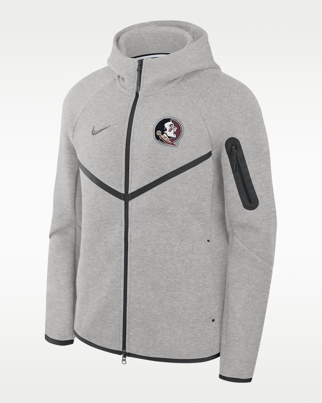 Chamarra universitaria Nike con gorro de cierre completo para hombre Florida State Tech Fleece Windrunner - Gris