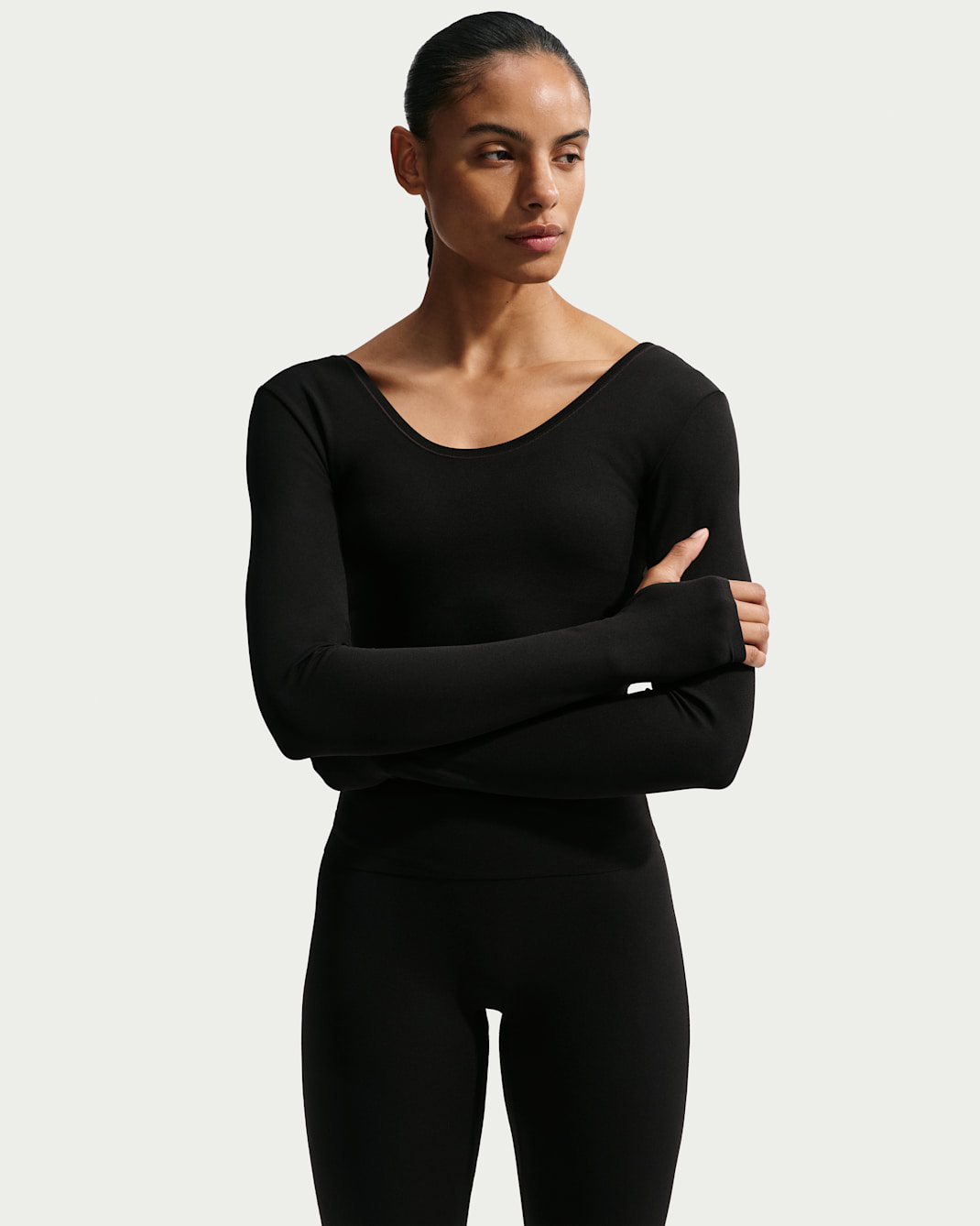 Nike Zenvy Women's Dri-FIT Long-Sleeve Top - Black/Cool Grey