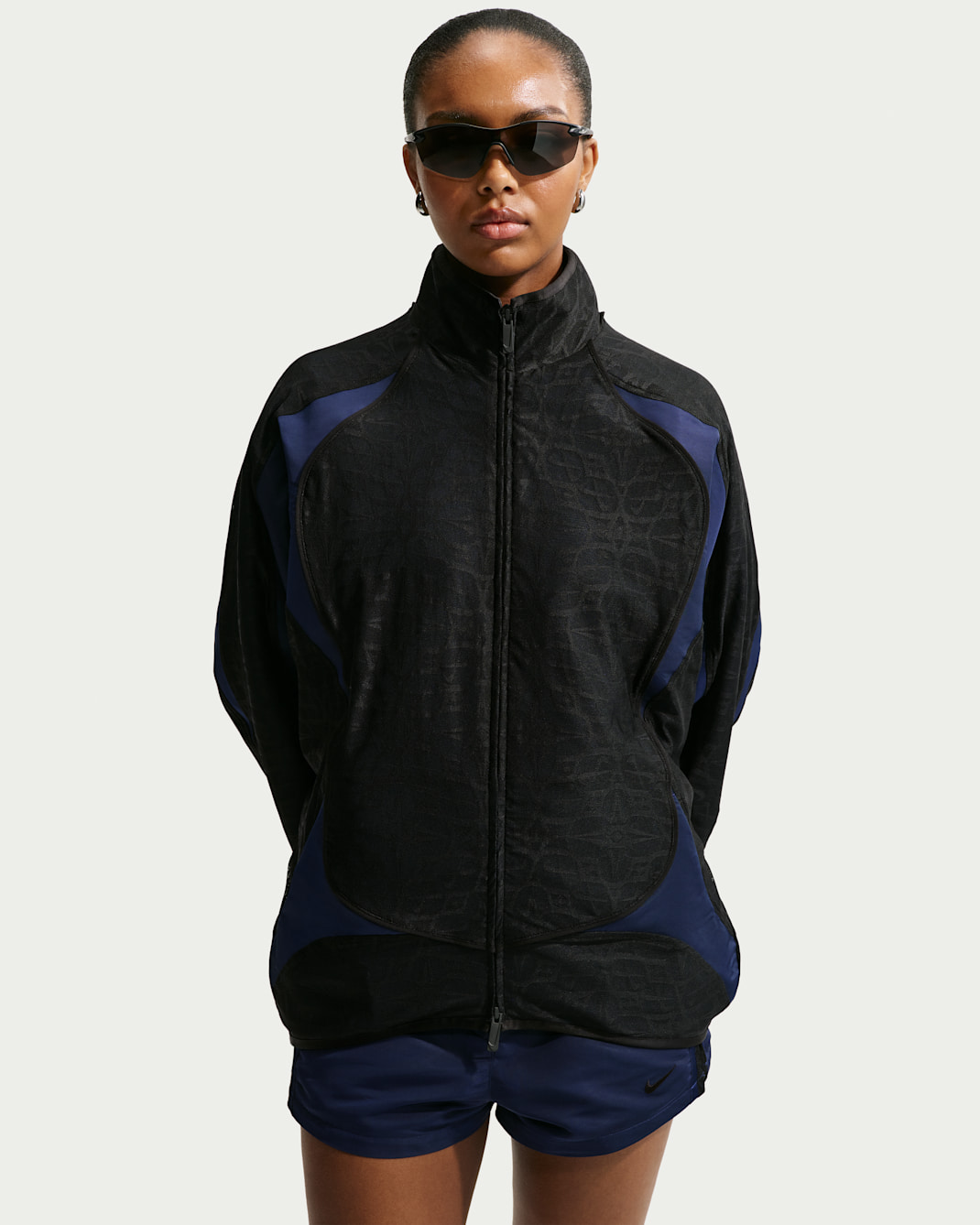 Nike Sportswear Women's Oversized Lace Track Jacket - Black/Midnight Navy/White/Midnight Navy