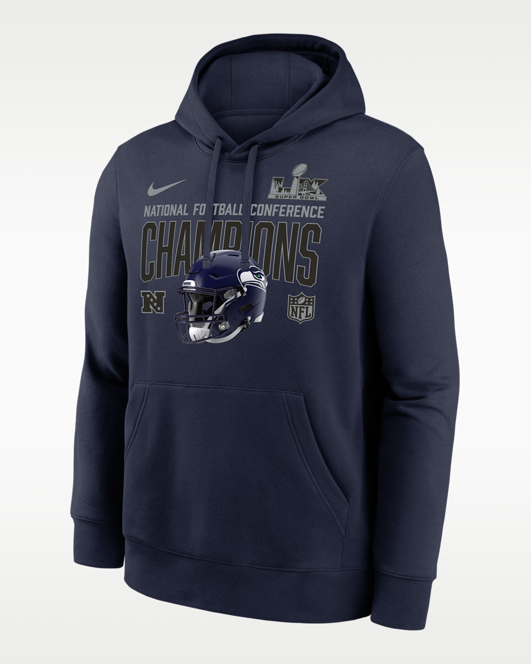 Seattle Seahawks 2026 NFC Champions Glory Shield Men's Nike NFL Pullover Hoodie - Navy