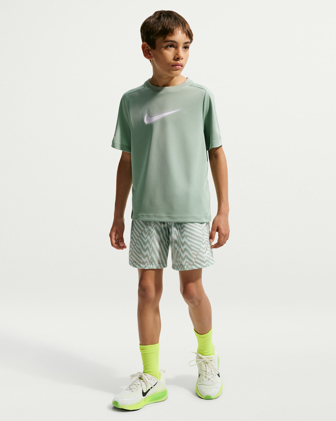 Nike Multi Big Kids' (Boys') Dri-FIT Shorts - Spruce Fog/Spruce Fog/Barely Green/White