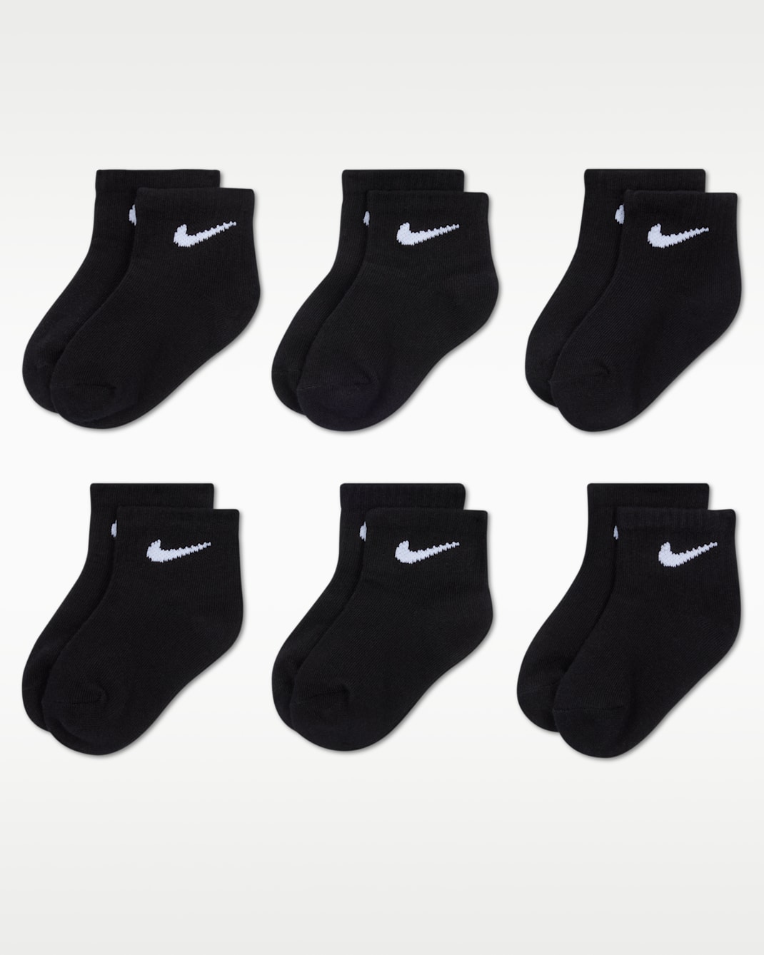 Nike Swoosh Calcetines tobilleros (6 pares) - Bebé - Negro