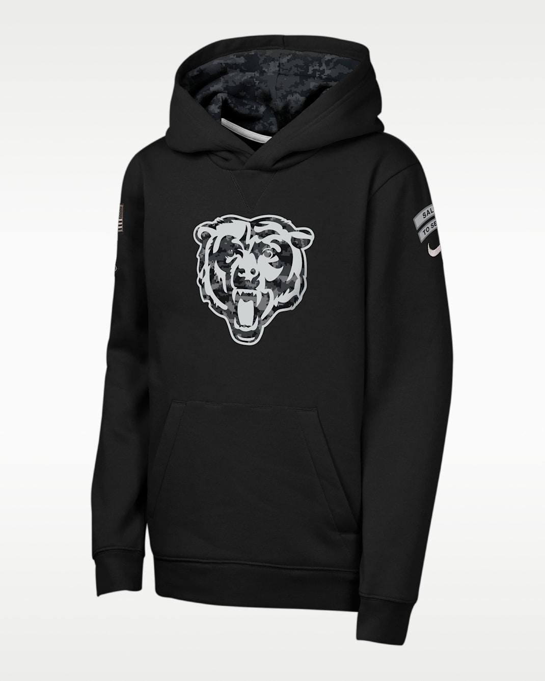 Sudadera con gorro sin cierre Nike de la NFL para niños talla grande Chicago Bears Salute to Service Sideline Club - Negro
