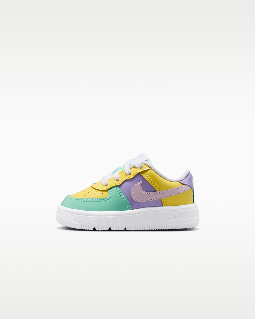 Tenis para bebé e infantil Nike Force 1 Low - Pulso amarillo/Hortensias/Esmeralda creciente/Espuma rosa