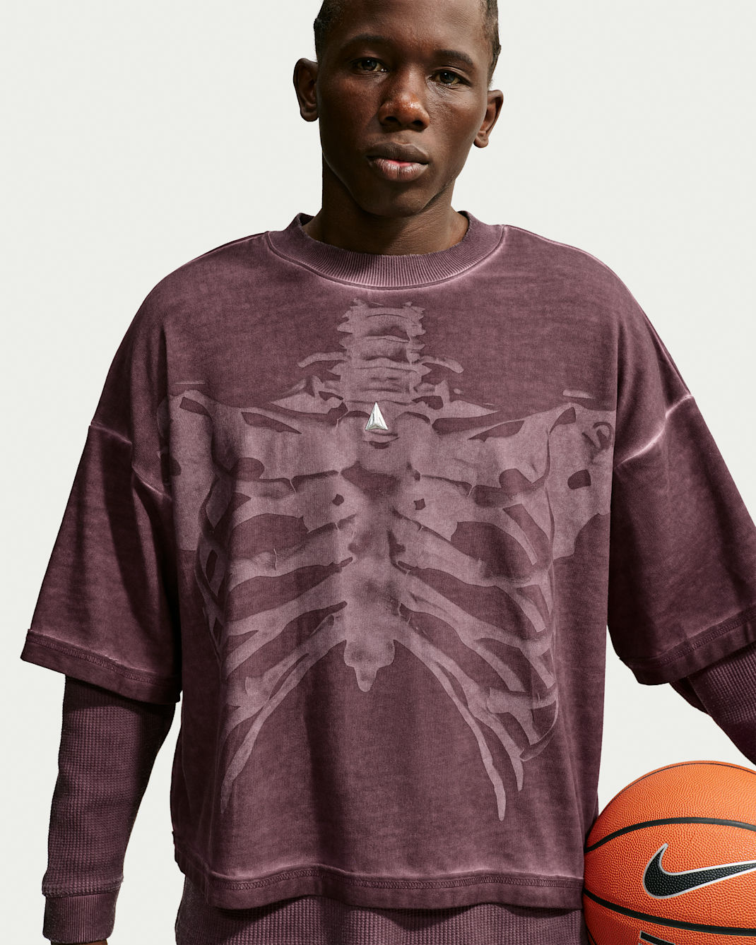 Ja Dri-FIT basketbaltop met lange mouwen voor heren - Burgundy Crush