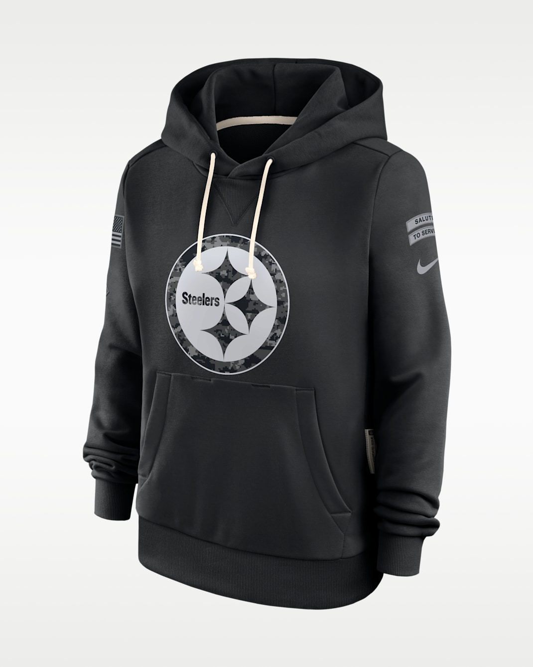 Pittsburgh Steelers Salute to Service Sideline Women's Nike Dri-FIT NFL Pullover Hoodie - Black