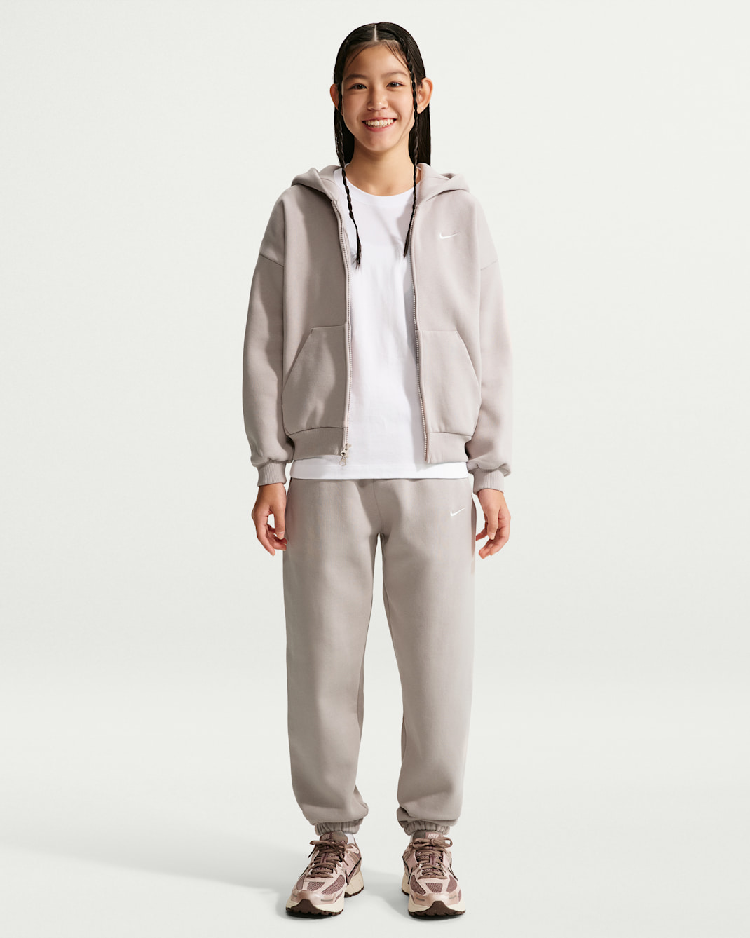 Nike Solo Swoosh Kids' Fleece Cuffed Basketball Pants - Moon Particle/Sail