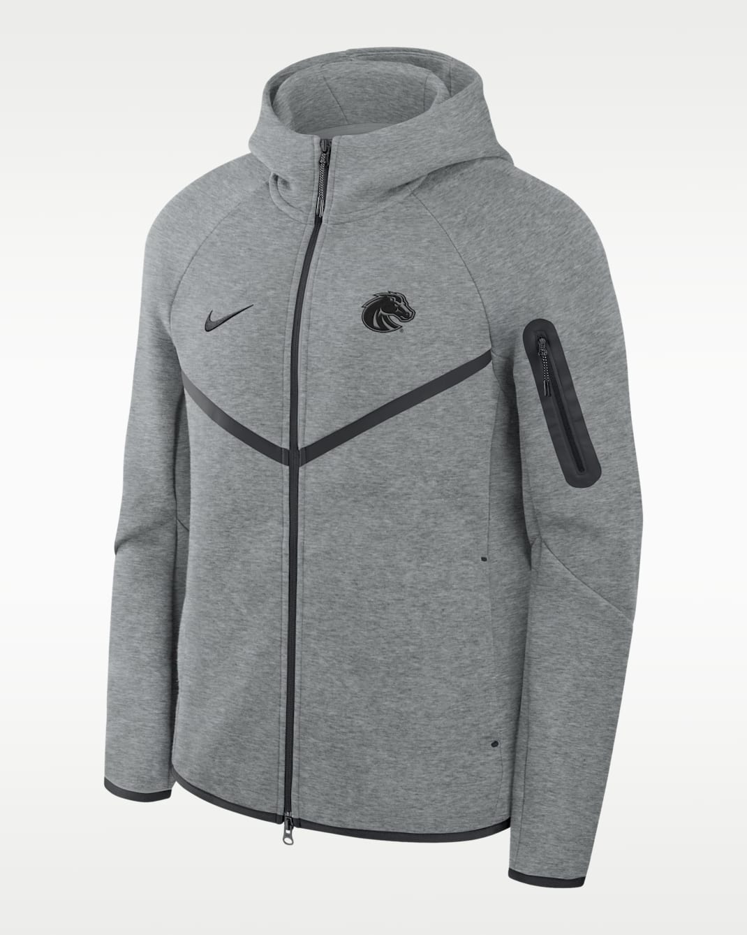 Boise State Broncos Tech Men's Nike Basketball Fleece Full-Zip Hoodie - Grey