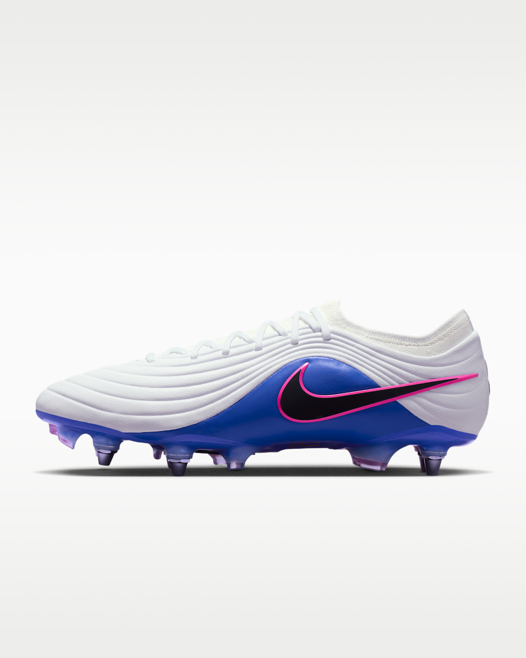 รองเท้าสตั๊ดฟุตบอลไม่หุ้มข้อสำหรับพื้นนุ่ม Nike Tiempo Maestro Elite - ขาว/Racer Blue/Pink Blast/ดำ