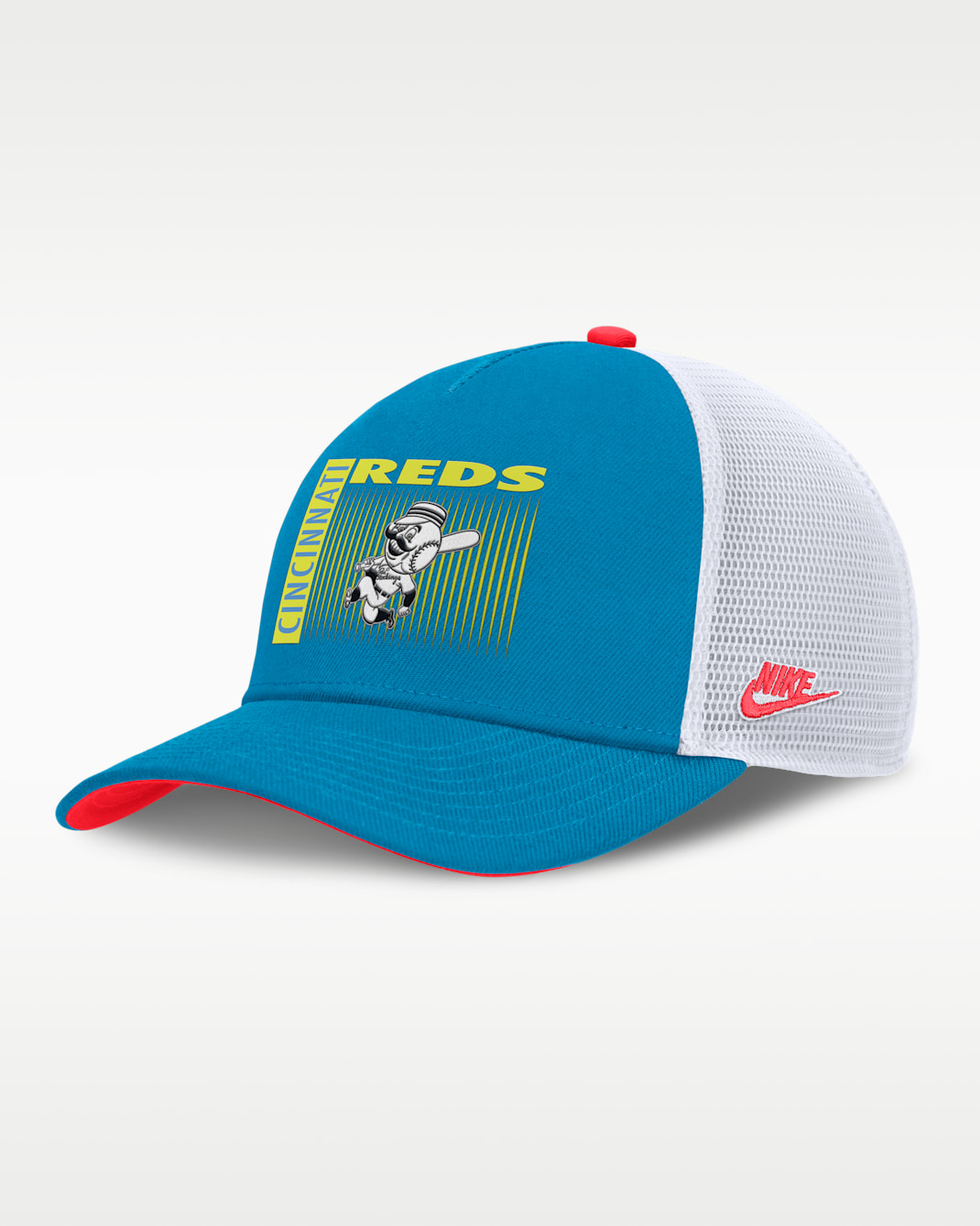 Cincinnati Reds Neon 90s Rise Men's Nike Dri-FIT MLB Trucker Adjustable Hat - Blue