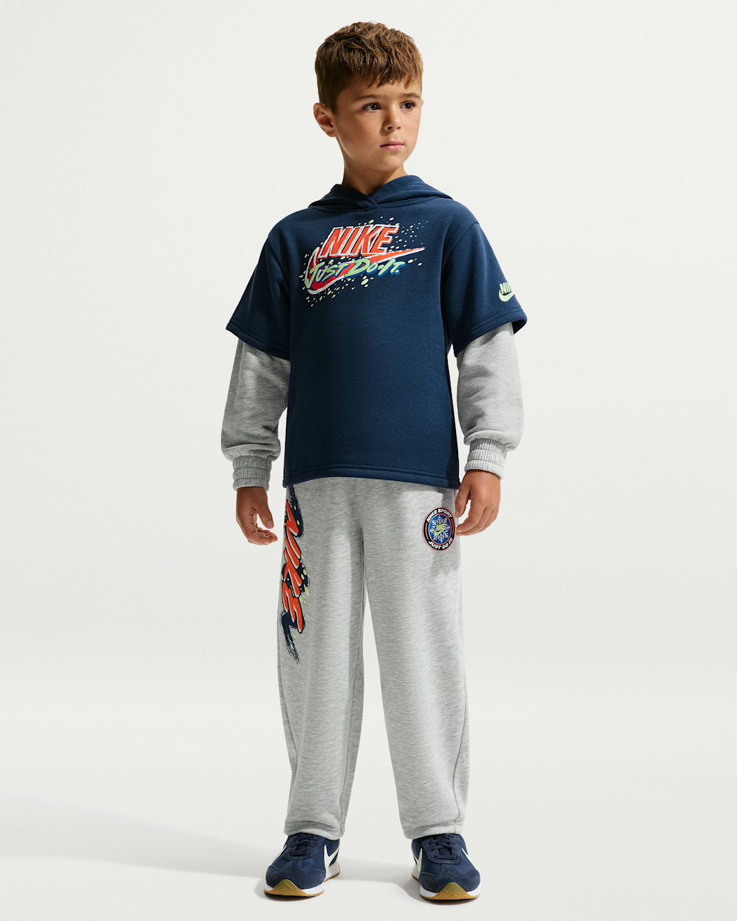 Nike Sportswear Little Kids' Snow Motion Twofer Fleece 2-Piece Set - Grey Heather
