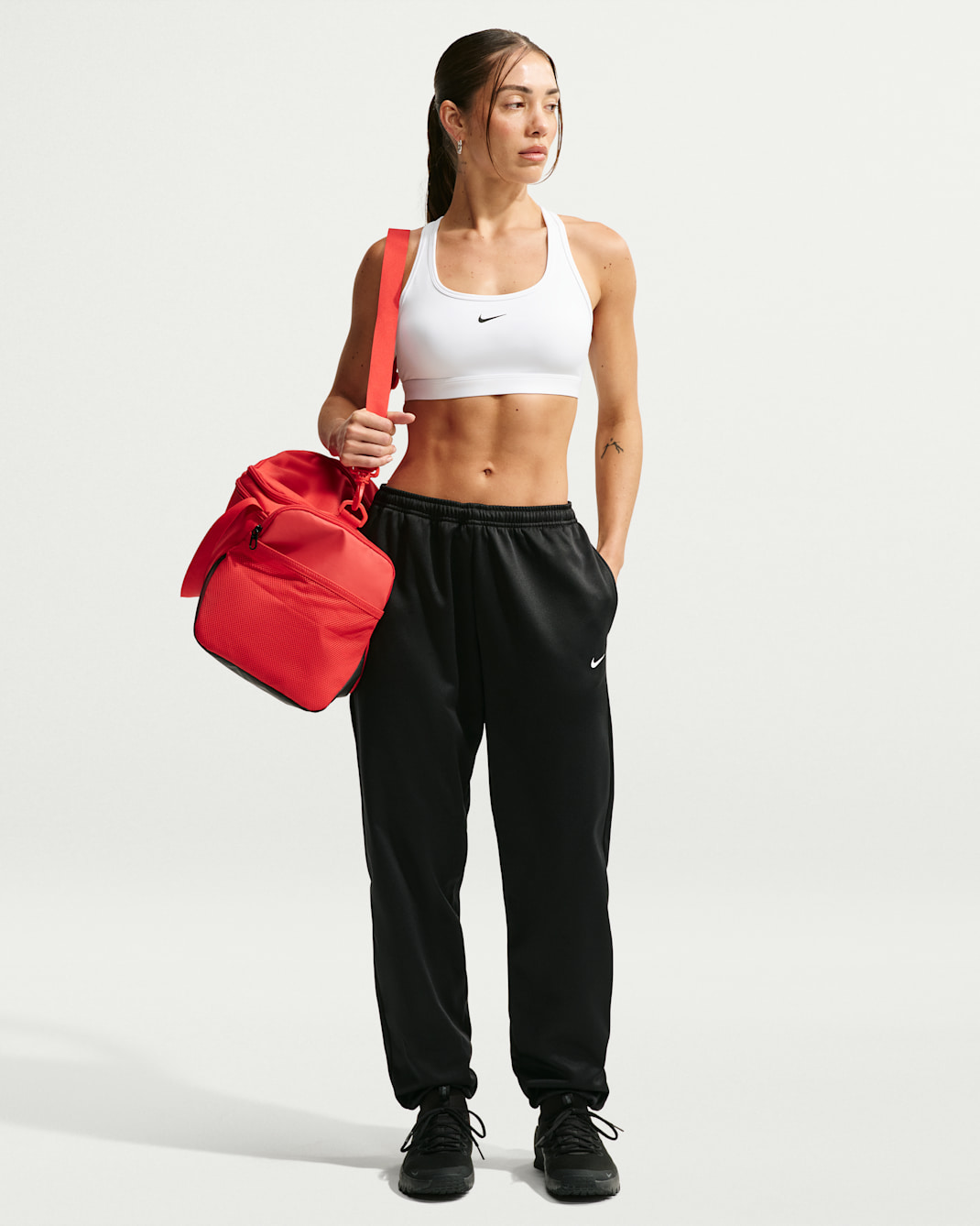 Nike Studio Fleece Sport Women's Therma-FIT Mid-Rise Pants - Black/White