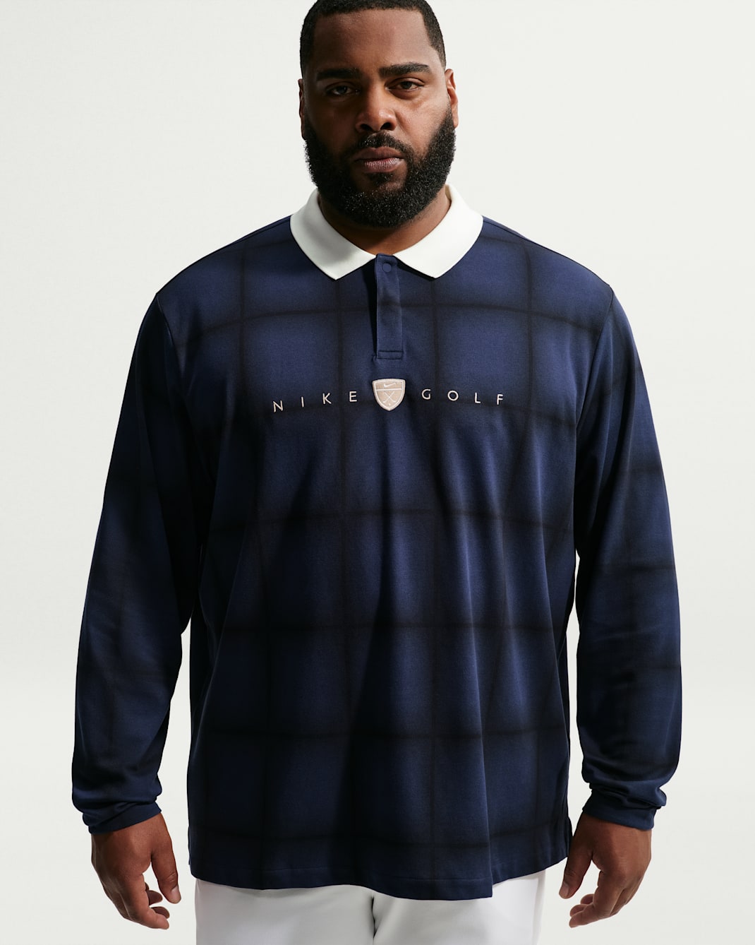 Nike Fairway Fresh Men's Dri-FIT Loose Long-Sleeve Golf Polo - Midnight Navy/Sail