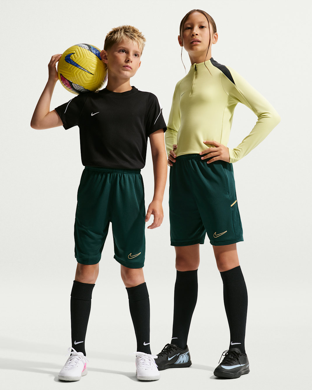Nike Academy Big Kids' Dri-FIT Soccer Knit Shorts - Midnight Spruce/Midnight Spruce/Elemental Gold/Metallic Gold