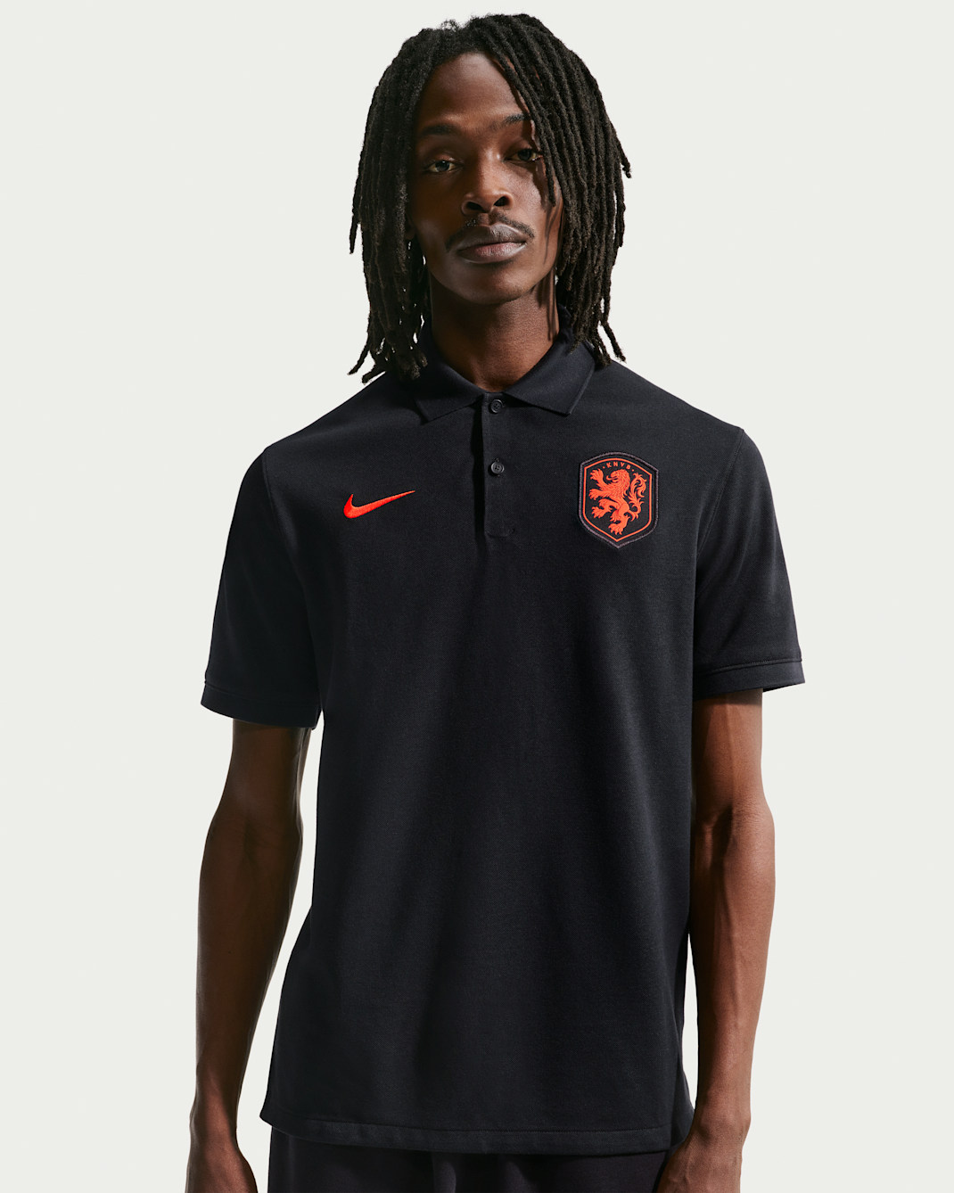 Netherlands The Nike Polo Men's Nike Dri-FIT Football Polo - Black/Hyper Crimson