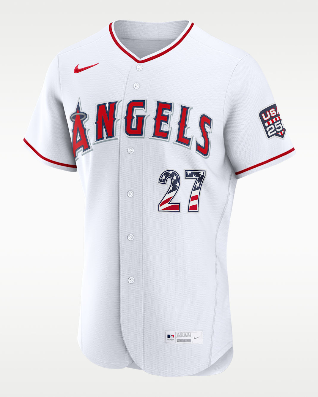 Mike Trout Los Angeles Angels USA 250 Men's Nike MLB Authentic Jersey - White