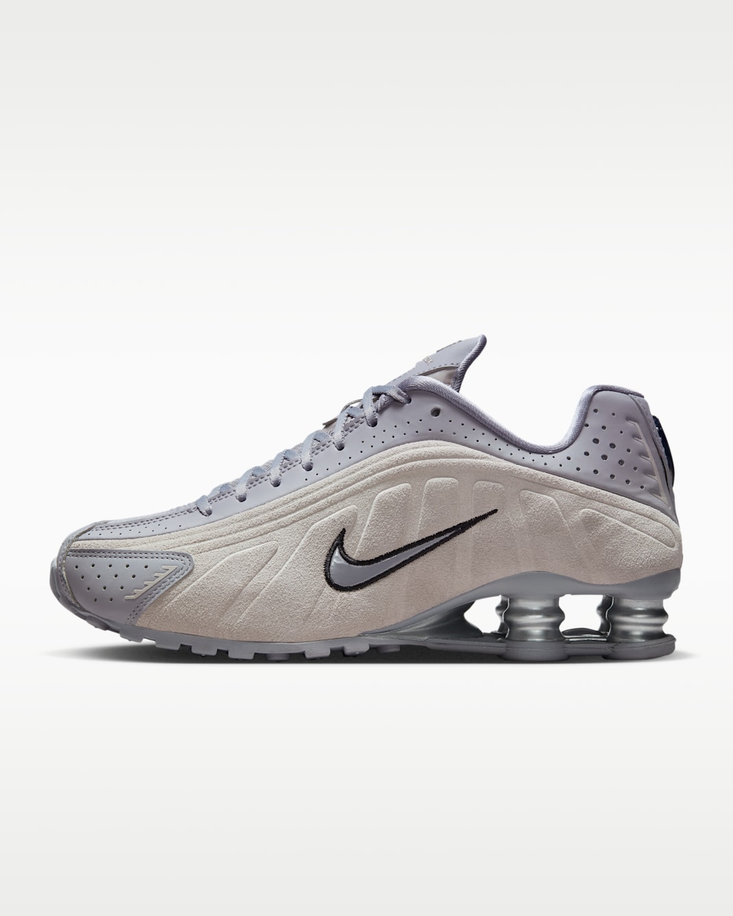 Nike Shox R4 Kadın Ayakkabısı - Cement Grey/College Grey/Metallic Silver/Siyah