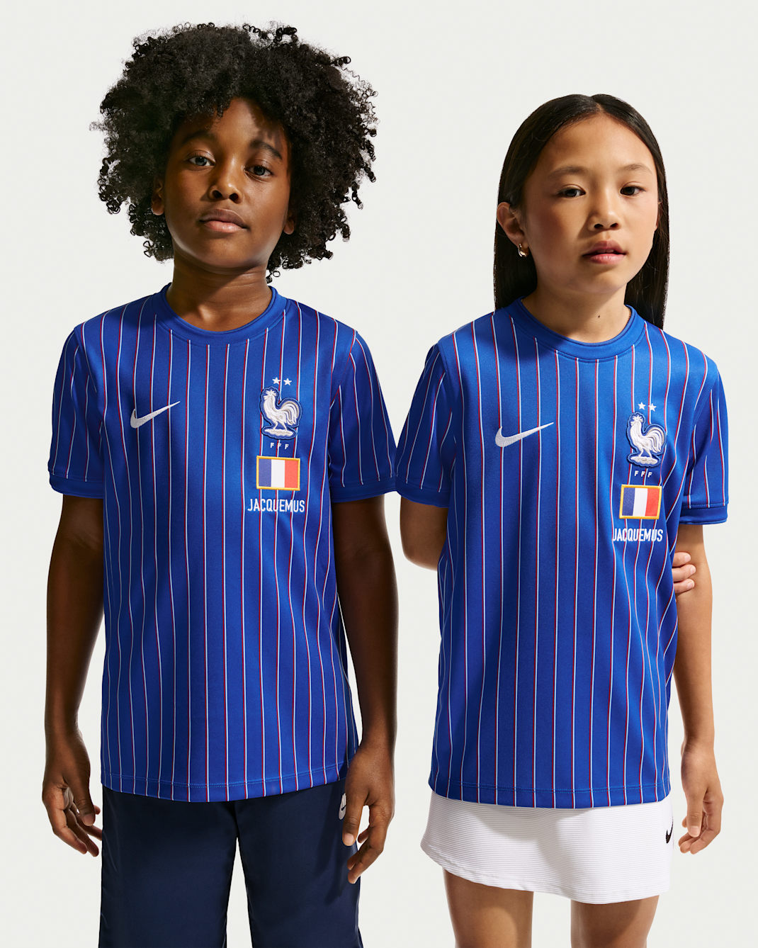 France x Jacquemus Older Kids' Short-Sleeved Football Top - Game Royal/University Red/White