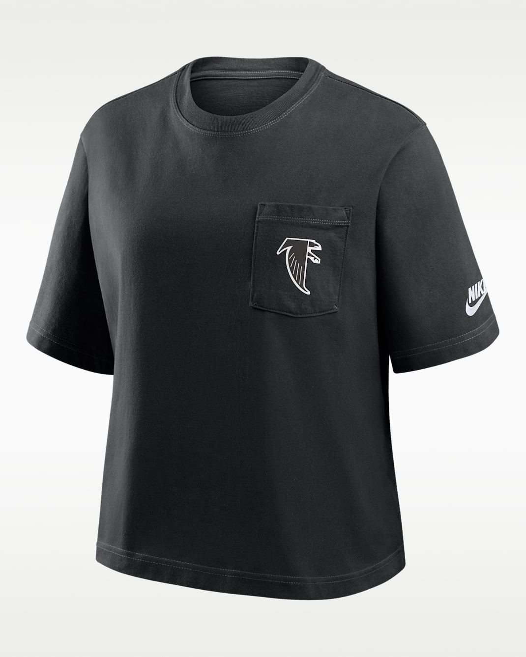 Atlanta Falcons Rewind Pocket Boxy Women's Nike NFL T-Shirt - Black