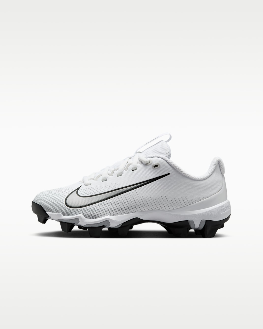 Tacos de fútbol para niños grandes Nike Vapor Shark 3 - Blanco/Gris lobo/Negro/Plata metalizado