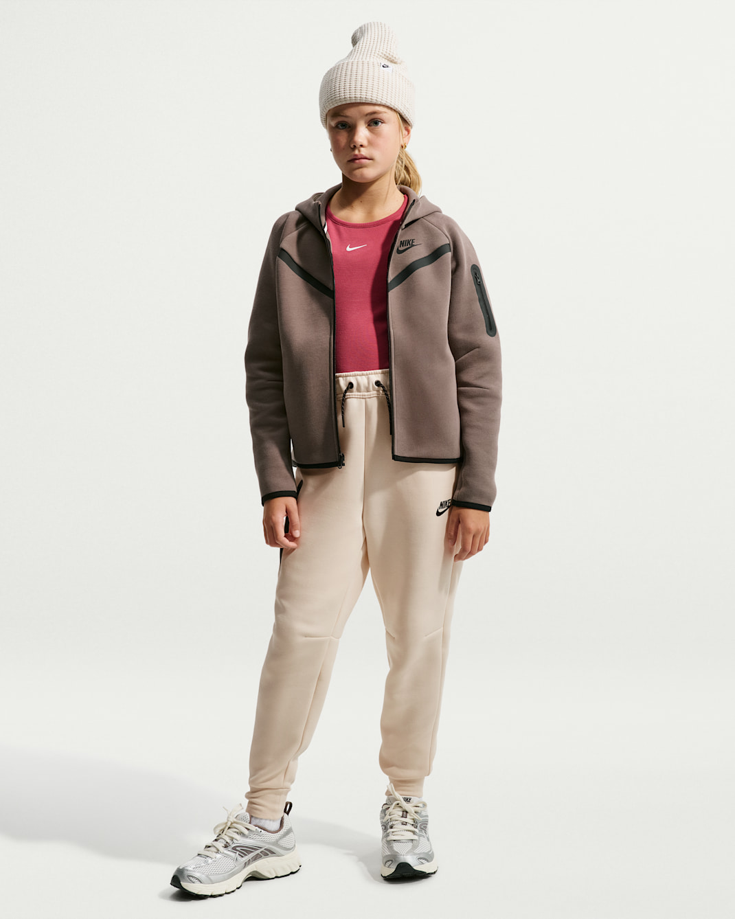 Nike Sportswear Tech Fleece Girls' Joggers - Chalk/Black/Black
