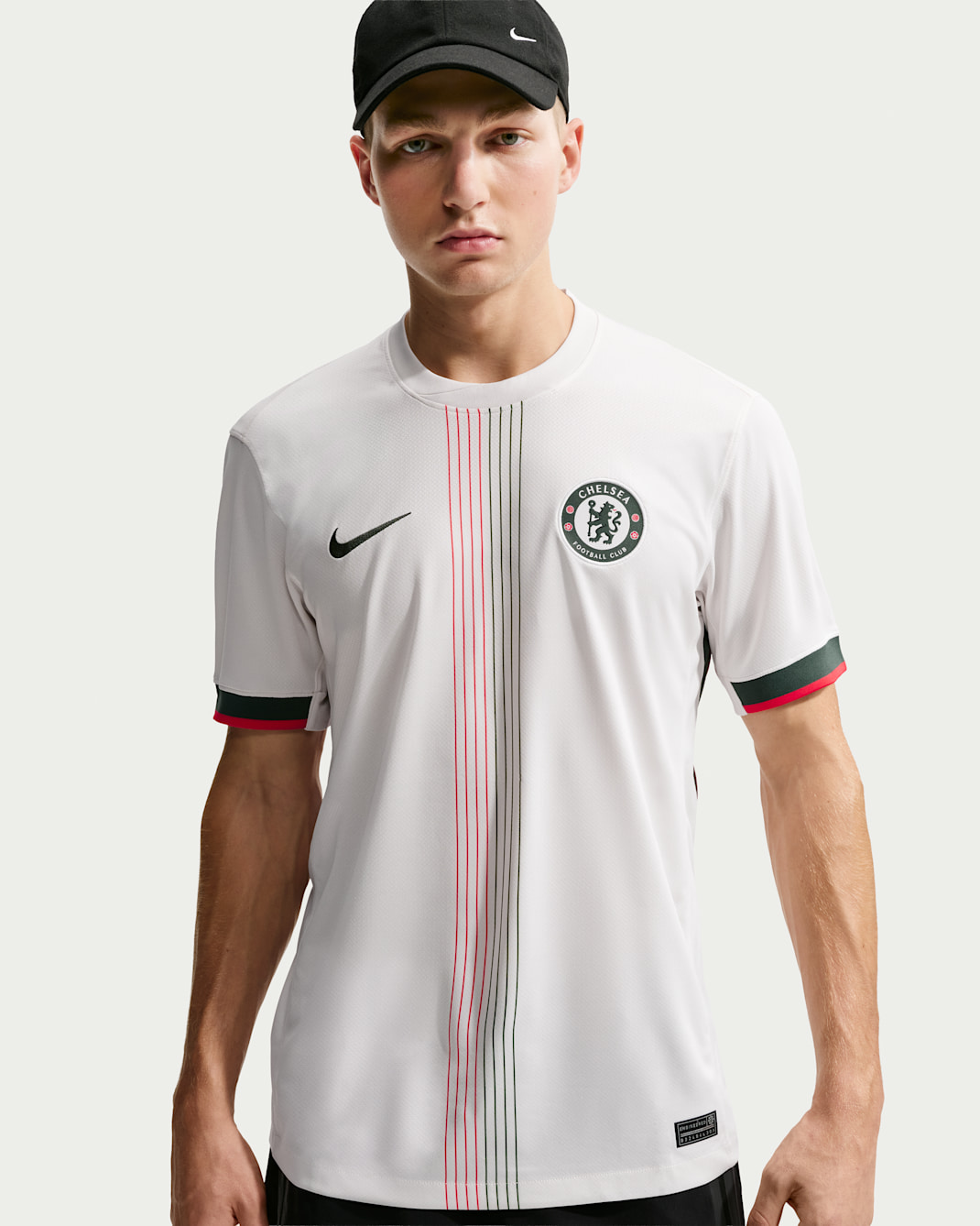 FC Chelsea 2025/26 Stadium Away Nike Dri-FIT Replika Fußballtrikot (Herren) - Phantom/Speed Red/Galactic Jade/Galactic Jade