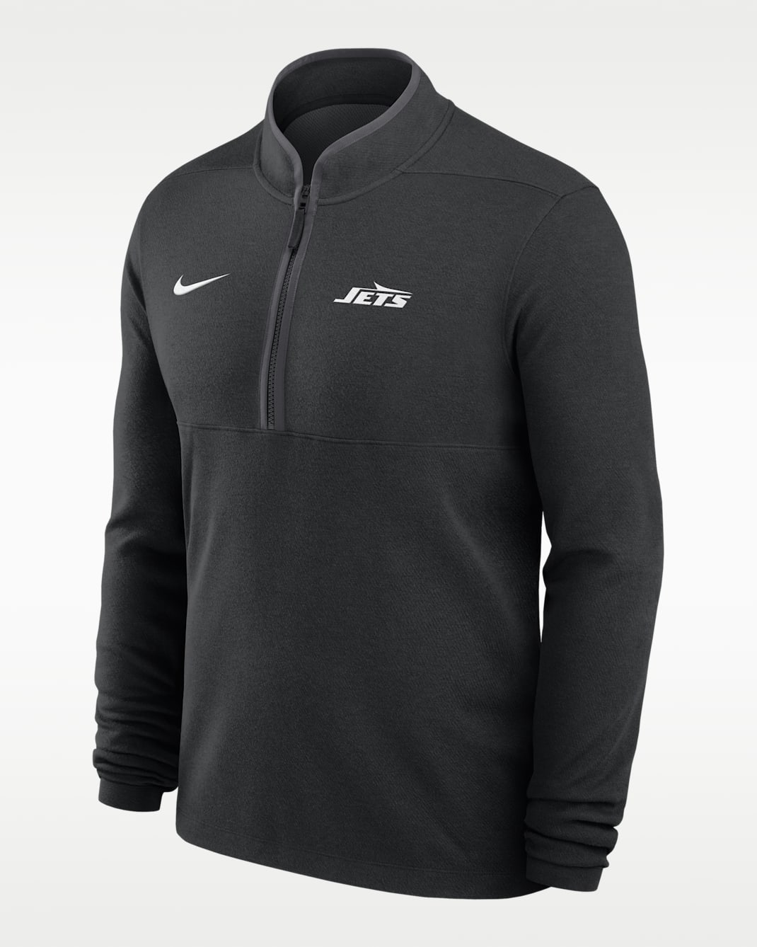 New York Jets Logo Victory Men's Nike Dri-FIT NFL 1/2-Zip Long-Sleeve Top - Black
