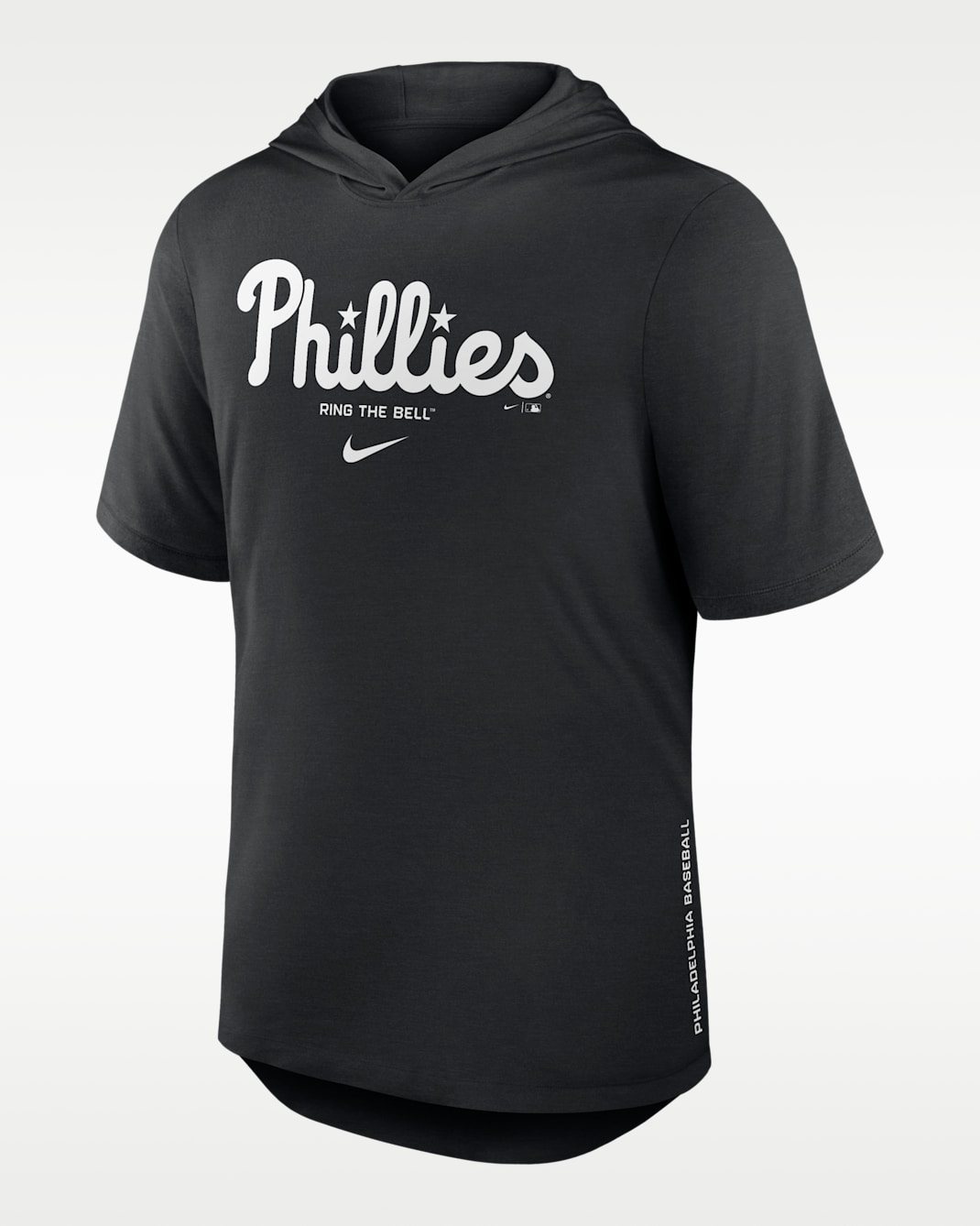 Philadelphia Phillies Arched Wordmark Men's Nike Dri-FIT MLB Hooded T-Shirt - Black
