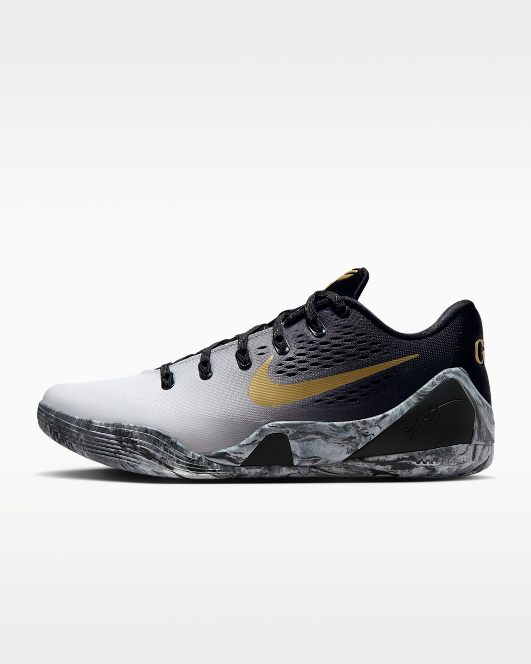 Kobe IX Elite Low Protro Basketball Shoes - Black/White/Metallic Gold