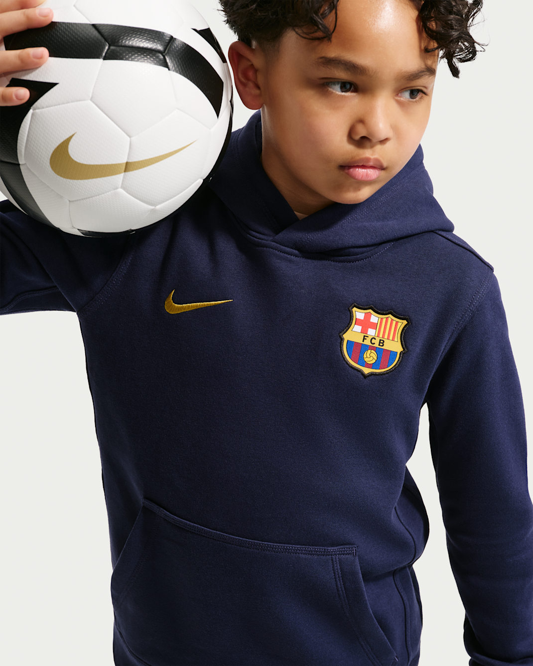 FC Barcelona Club Big Kids' (Boys') Nike Soccer Pullover Hoodie