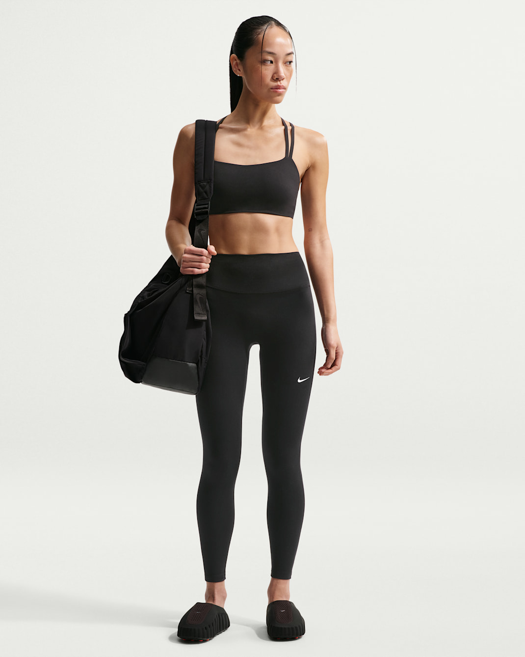 나이키 원 여성 하이웨이스트 7/8 레깅스 - 블랙/화이트