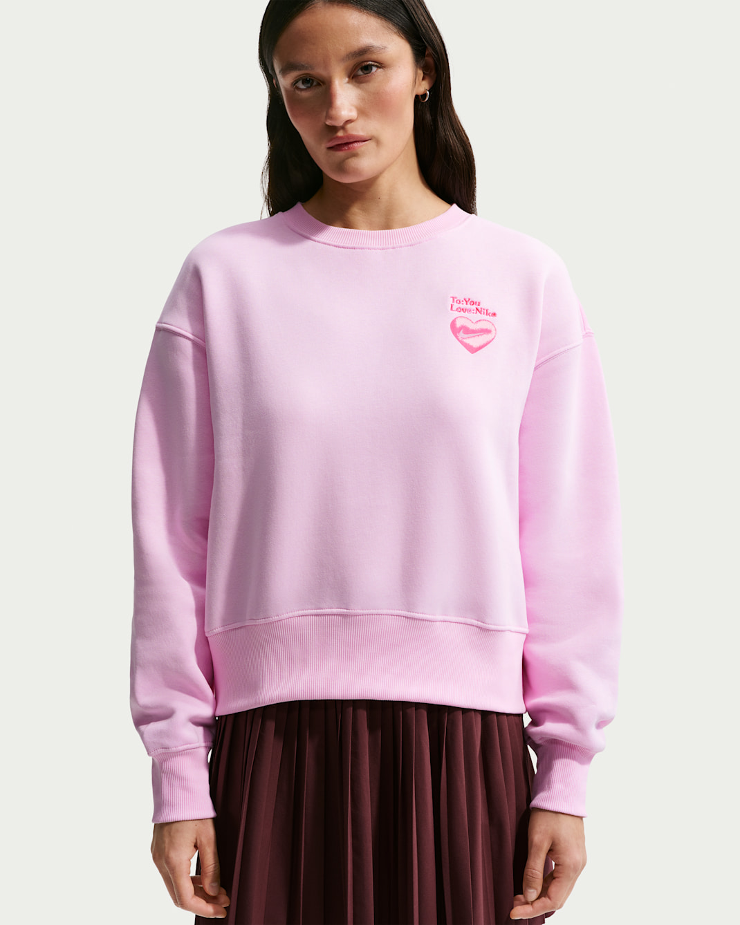 Nike Sportswear Phoenix Fleece Oversize-Damen-Sweatshirt mit Rundhalsausschnitt - Pink Foam