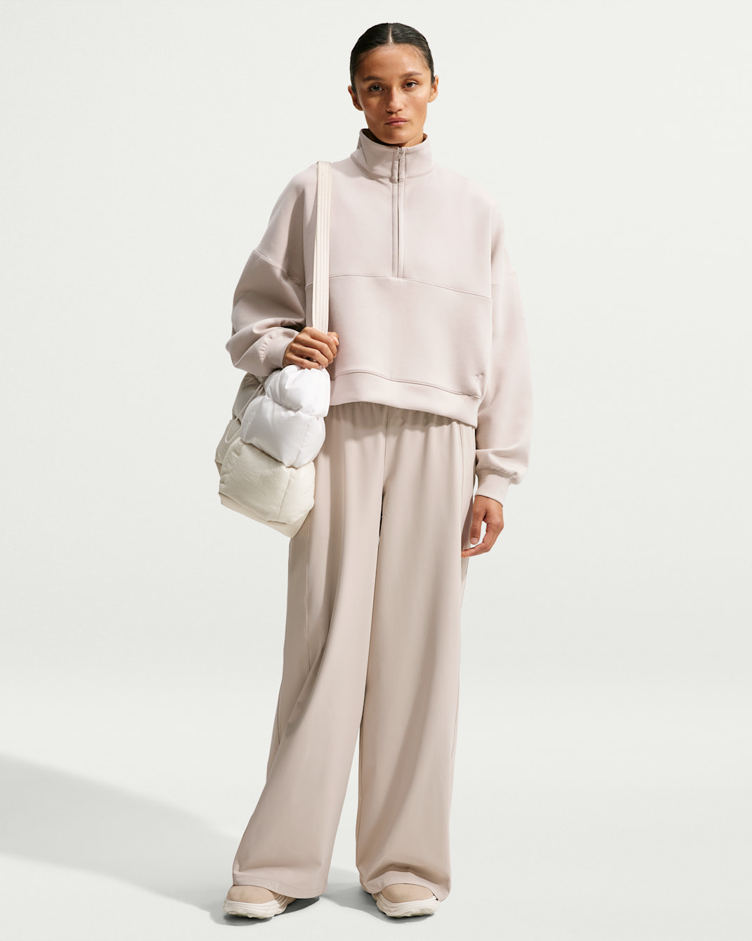 Nike 24.7 PerfectStretch Women's Dri-FIT Mid-Rise Wide-Leg Trousers - Cream II/College Grey