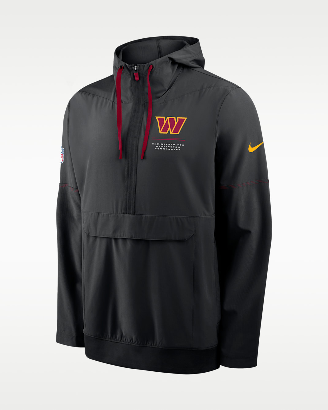 Chamarra con gorro de medio cierre Nike de la NFL para hombre Washington Commanders Sideline Anorak - Negro
