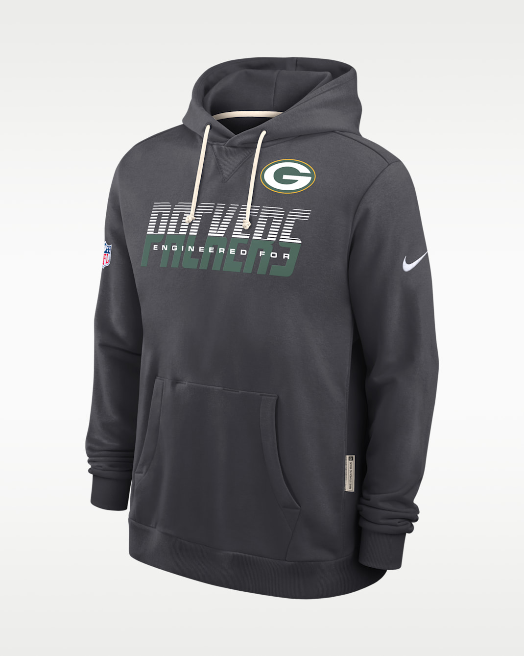 Sudadera con gorro sin cierre Nike Dri-FIT de la NFL para hombre Green Bay Packers Sideline Standard Issue - Carbón