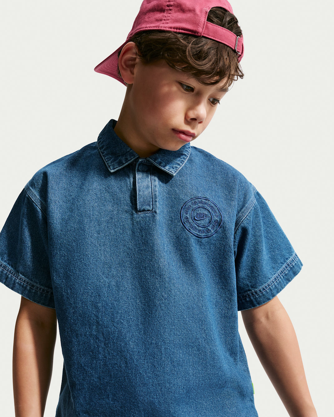 Nike Sportswear Collection Big Kids' Denim Short-Sleeve Polo