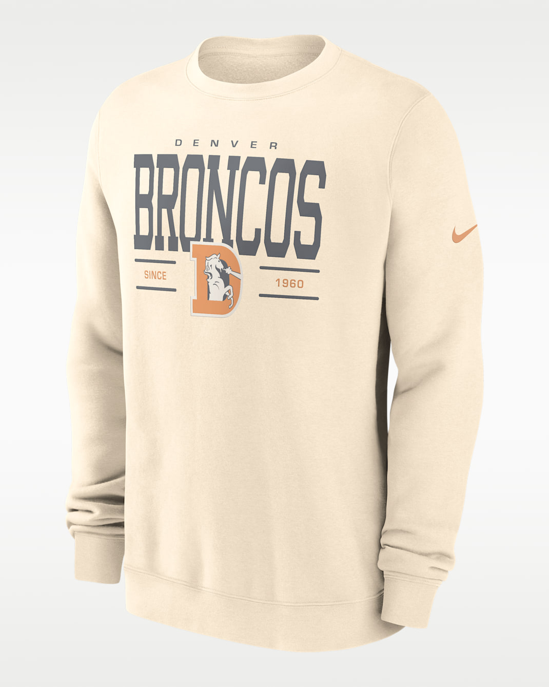 Denver Broncos Club Men's Nike NFL Pullover Crew - Natural