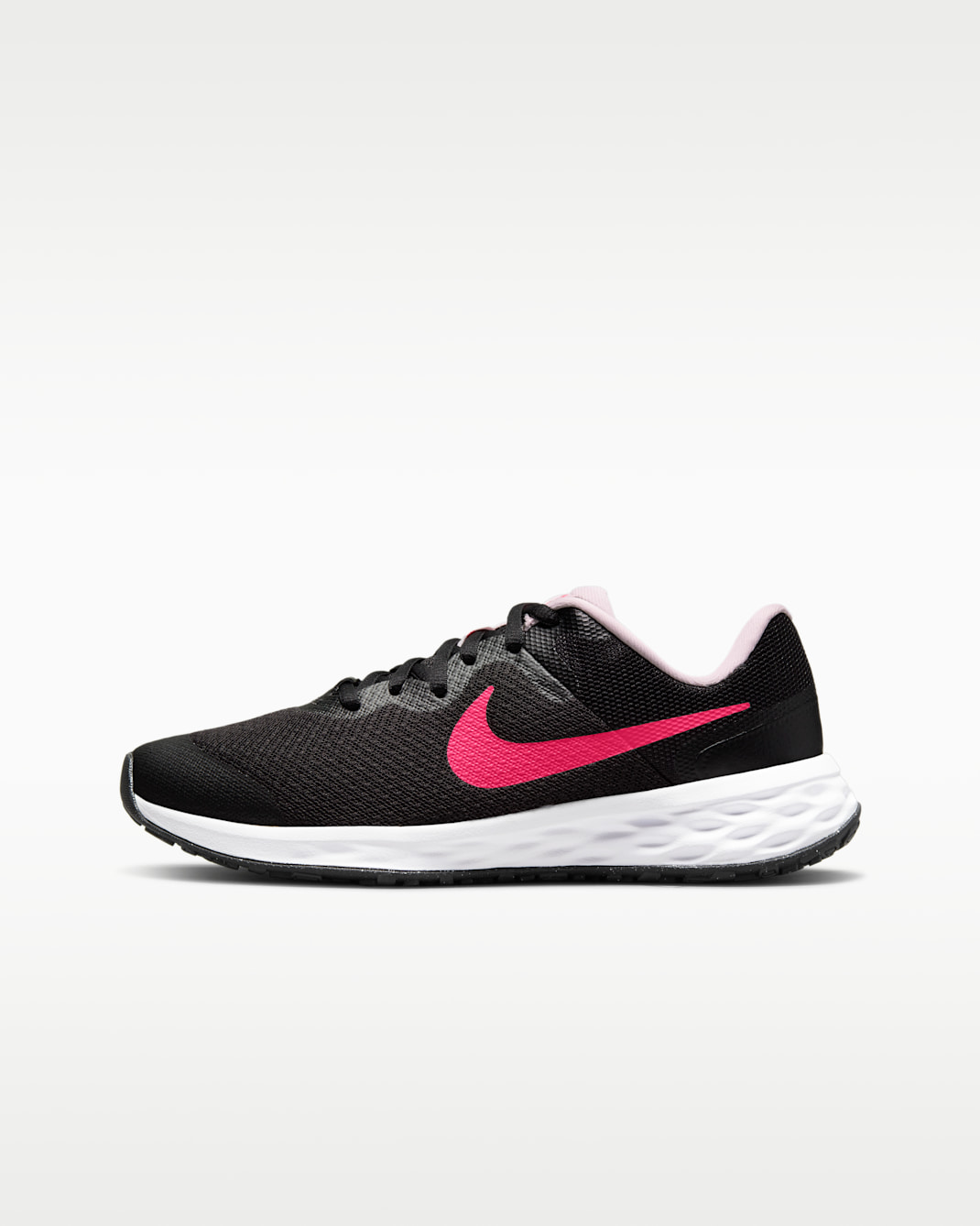 Tenis de correr en pavimento para niños grandes Nike Revolution 6 - Negro/Espuma rosa/Hiperrosa