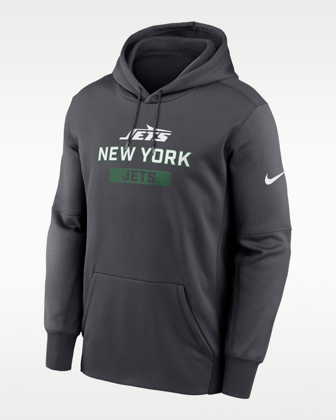 New York Jets Toss Sweep Men’s Nike Therma NFL Pullover Hoodie - Anthracite