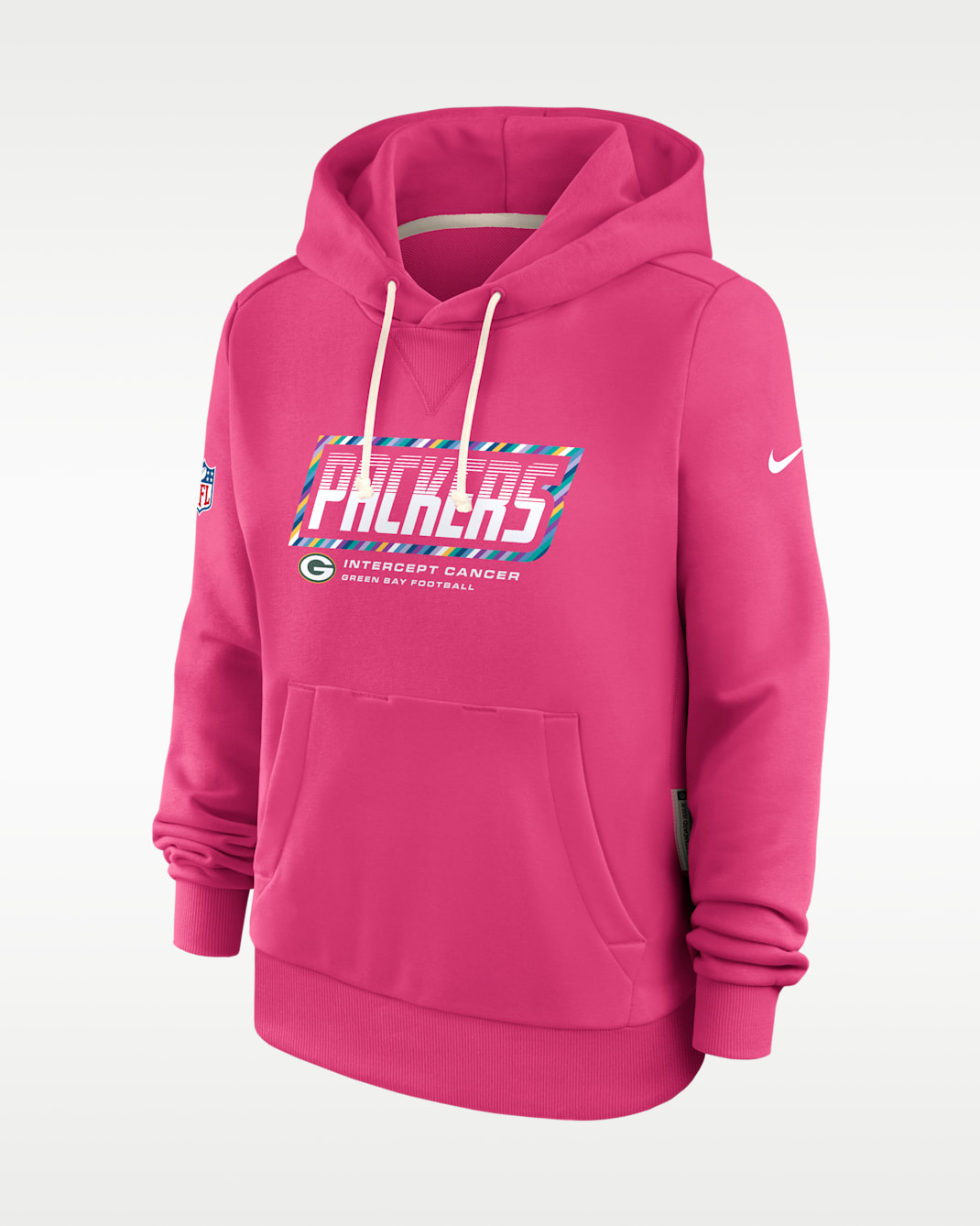 Green Bay Packers Crucial Catch Standard Issue Women's Nike Dri-FIT NFL Pullover Hoodie - Pink