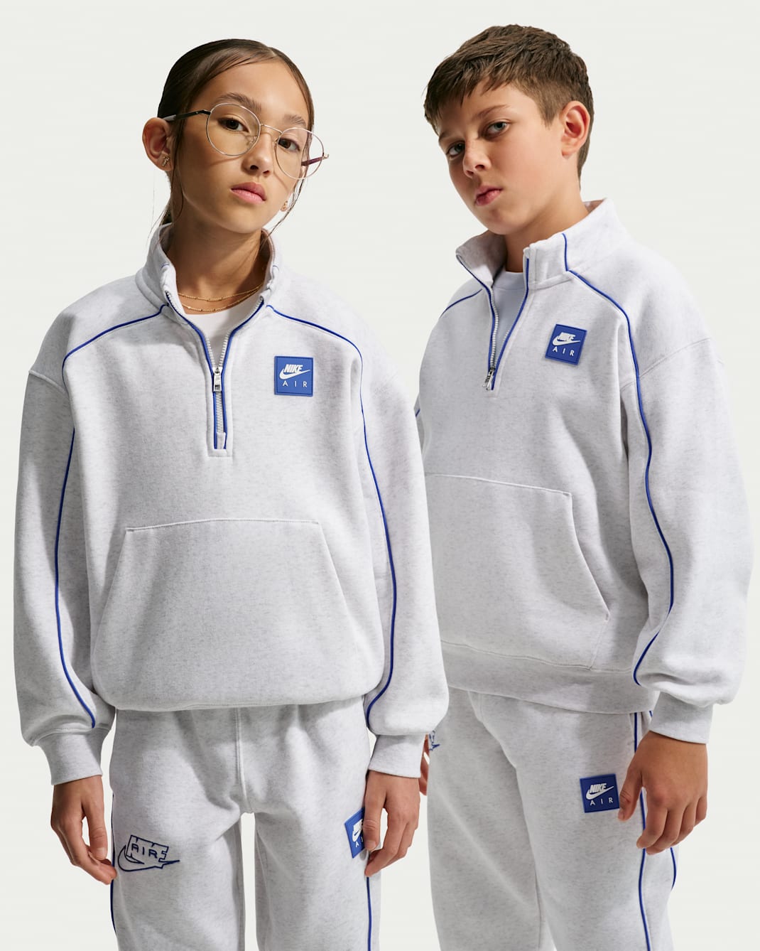 Nike Air overdel med kvart glidelås til store barn - Birch Heather/Hyper Royal/Hyper Royal