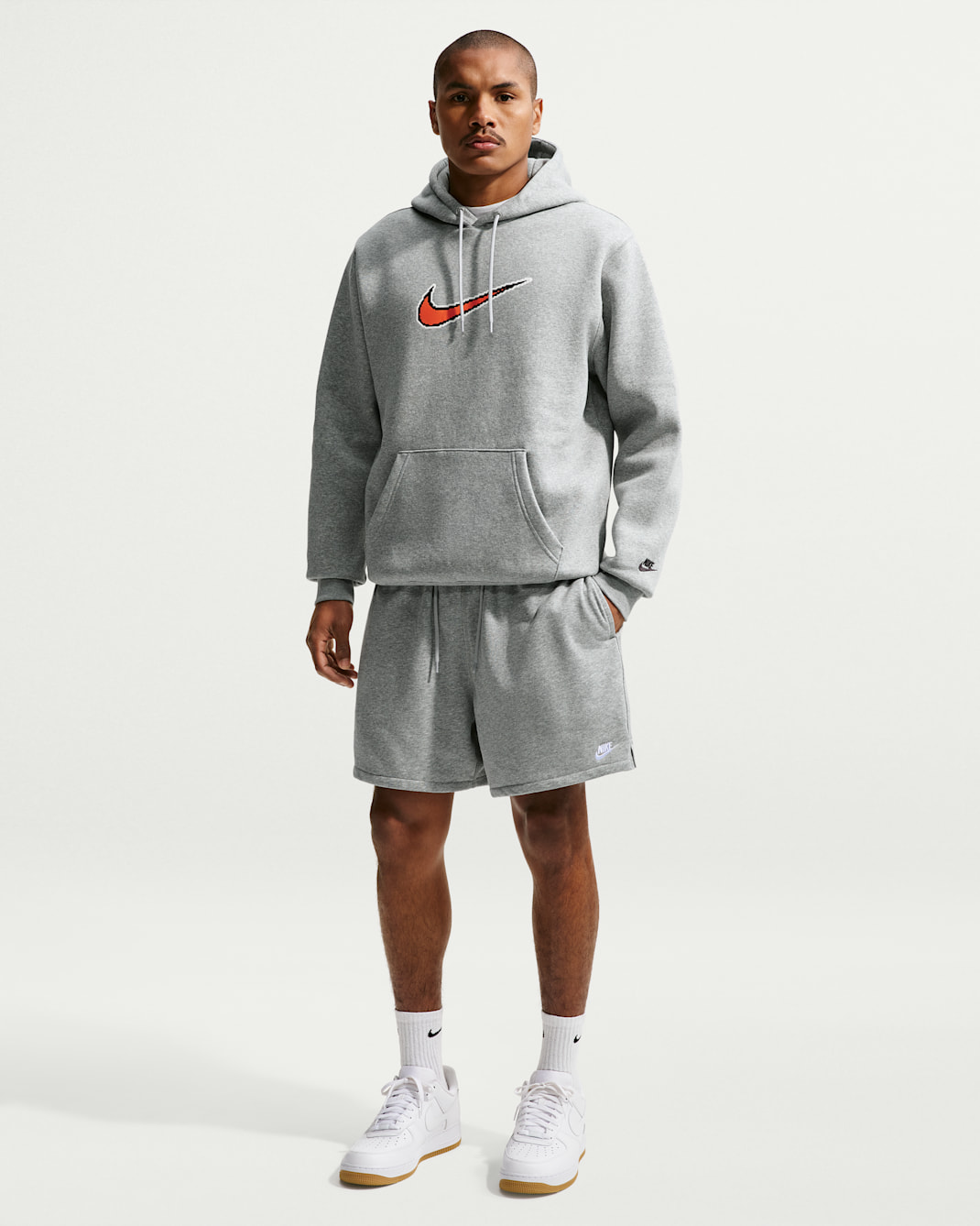 Nike Club Men's French Terry Flow Shorts - Dark Grey Heather/Light Smoke Grey/White