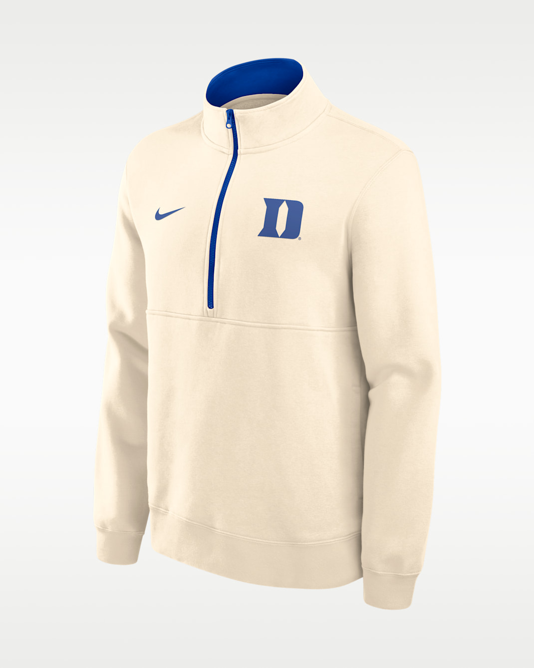 Duke Primetime Primary Logo Men's Nike College 1/2-Zip Crew - Natural/Game Royal