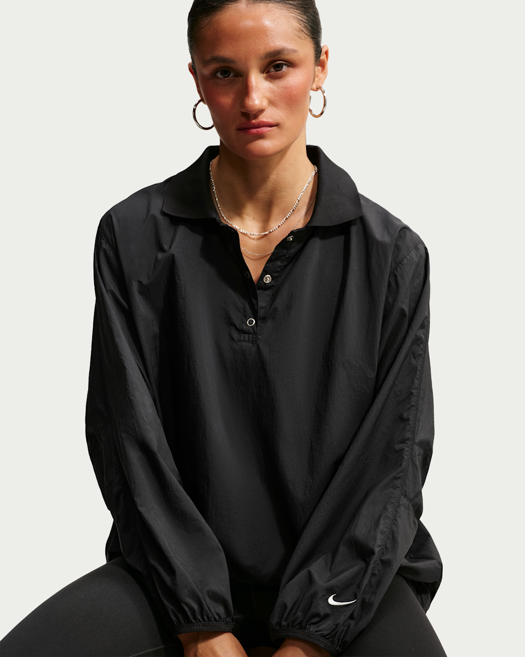 Sudadera sin cierre ligera con protección UV oversized para mujer Nike Sportswear - Negro/Vela