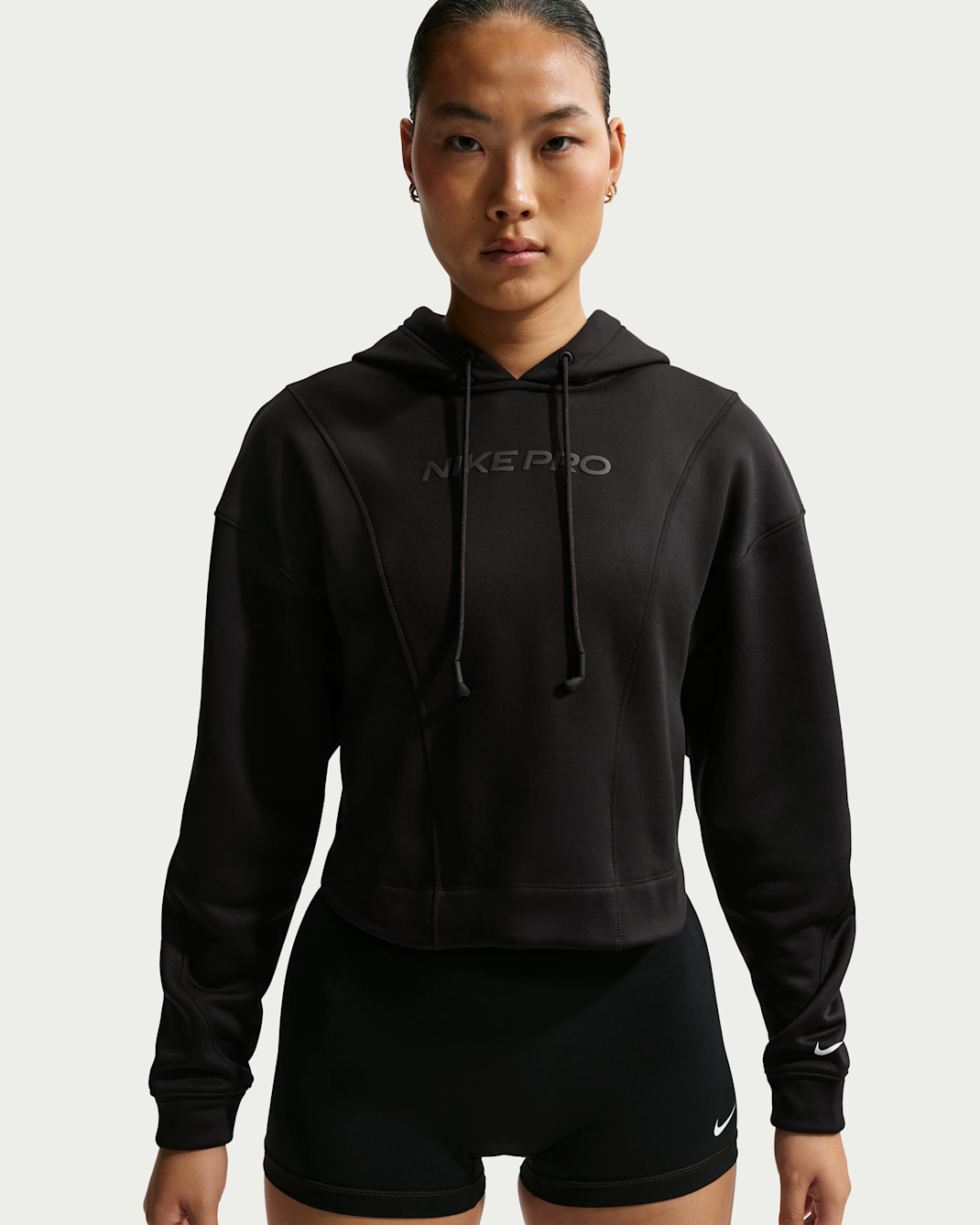 Felpa con cappuccio Nike Pro Therma-FIT – Donna - Nero/Bianco