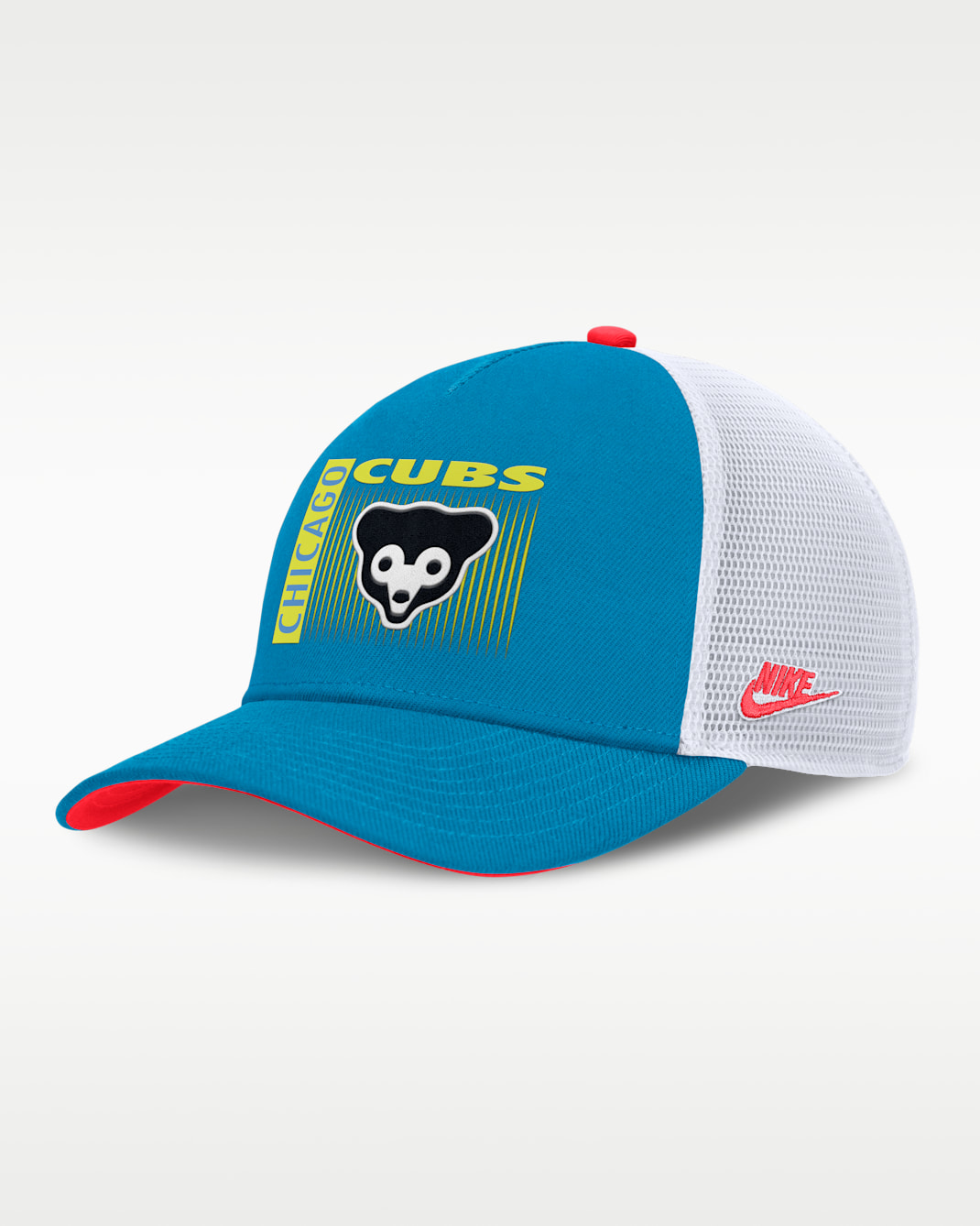Chicago Cubs Neon 90s Rise Men's Nike Dri-FIT MLB Trucker Adjustable Hat - Blue